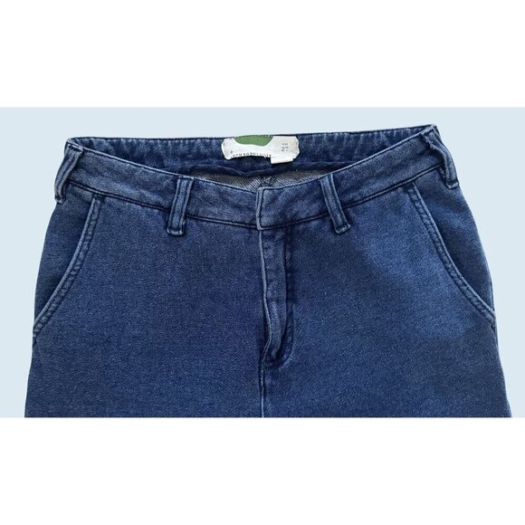 ANTHROPOLOGIE Denim Effect Knit Wide Leg Trouser Size 27 - Picture 3 of 8